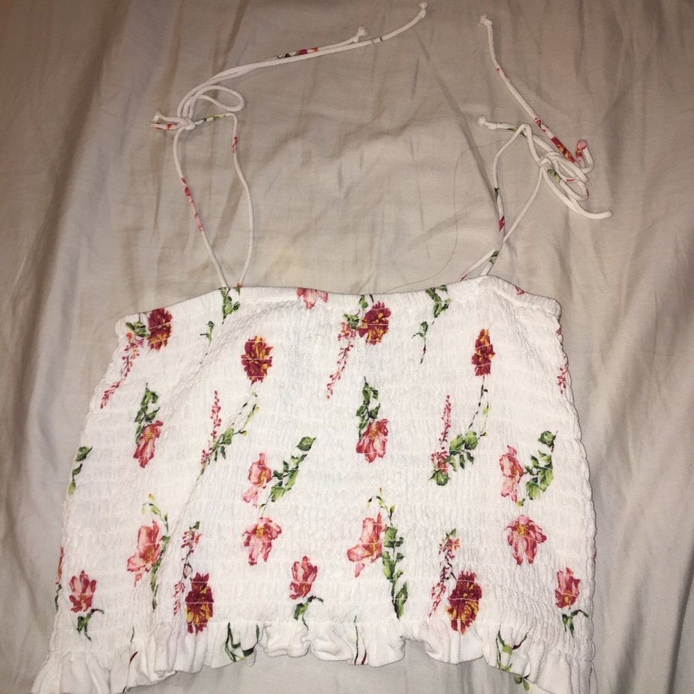 Pacsun floral white tank top size small